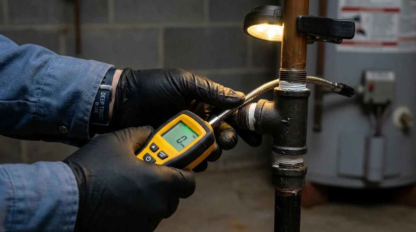 Gas leak detection with electronic sniffer by Johns Plumbing LLC in Bellbrook